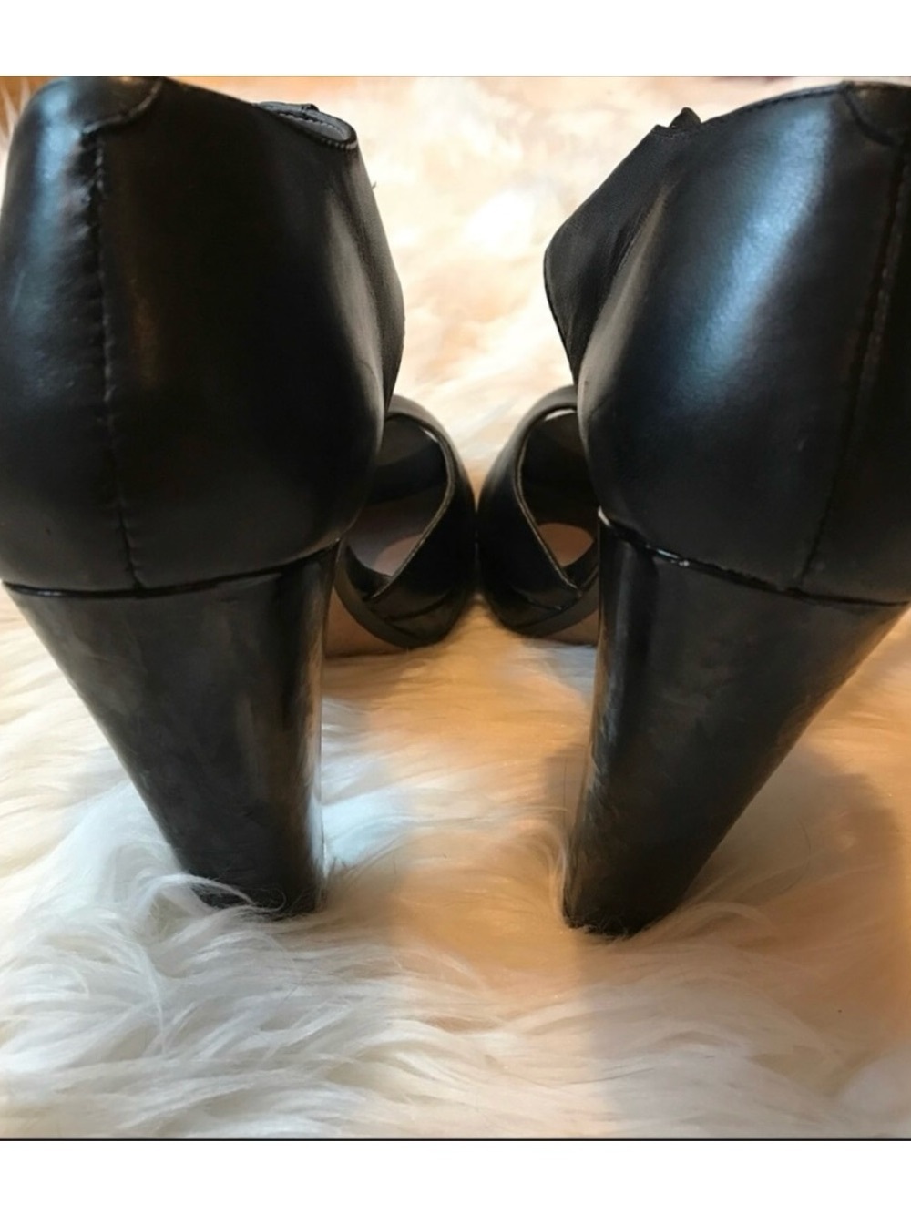 MRKT Black Ribbon-Tie Peep Toe High Heels - Picture 7 of 7